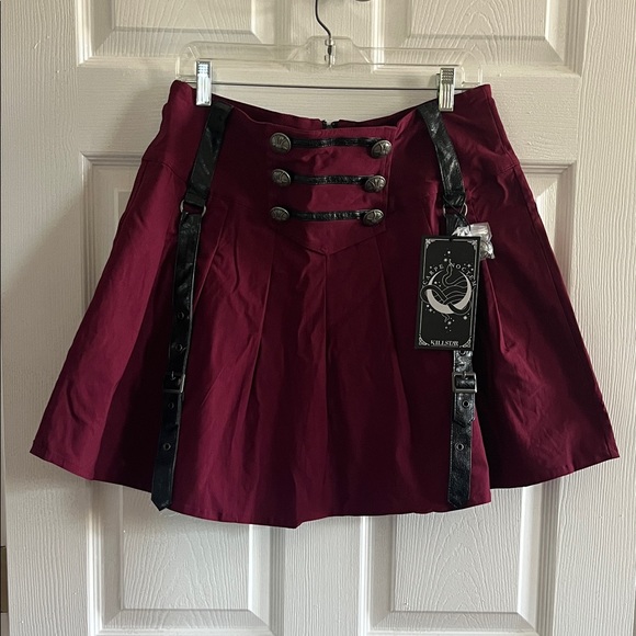 Killstar Dresses & Skirts - Killstar Burgundy Mini Skirt with Black Accents